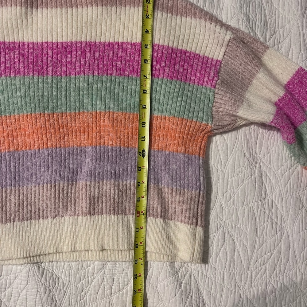 Dreamers by Debut Womens XL Multi Color Striped Ribbed Knit Crewneck Sweater - Picture 4 of 4